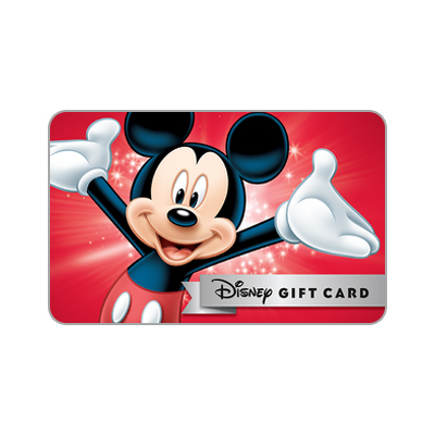 DISNEY<sup>&reg;</sup> $400 Gift Card - One card. A world of possibilities! Use a Disney Gift Card at Disney destinations nationwide for practically all things Disney to shop, dine, stay and play! Redeem at the Walt Disney World® Resort, Disneyland® Resort, Disney Cruise Line®, Disney Store locations in the U.S., DisneyStore.com and beyond